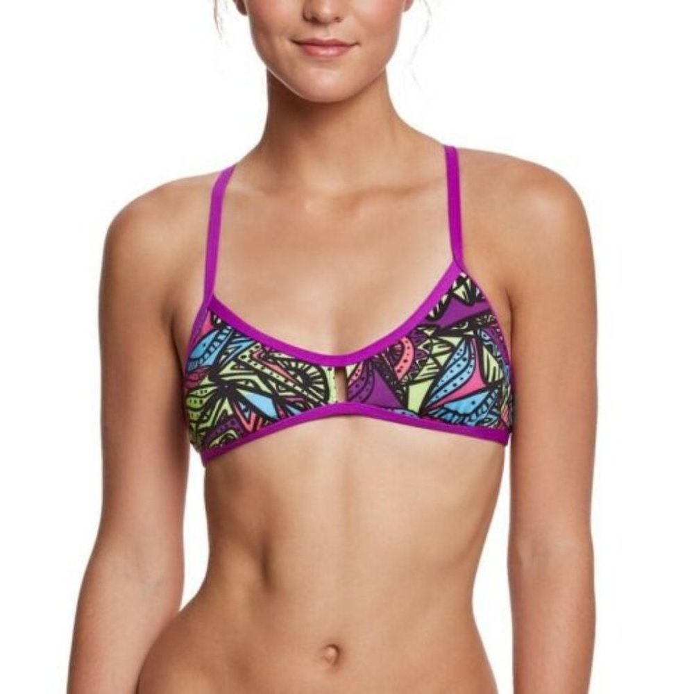 NWT Dolfin Bellas X-Back Bikini Top Calypso removable cups Sz M UPF 50+